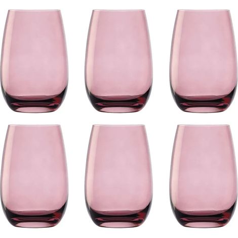 Verres à eau, Verres à boire, Verres à jus - Colorés, Elements, Lot de 6, Lilas, 335ml