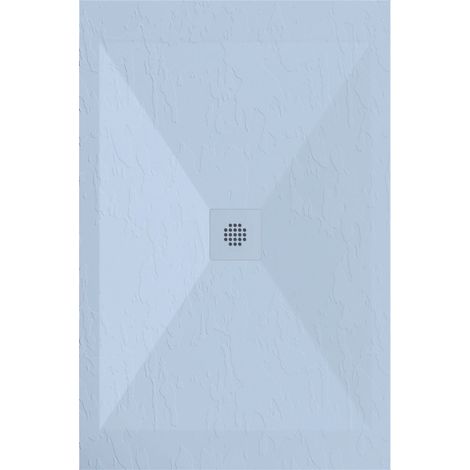 Receveur de douche 70x140 cm extra plat DEXA en résine surface ardoisée gris cendre Grille gris cendre