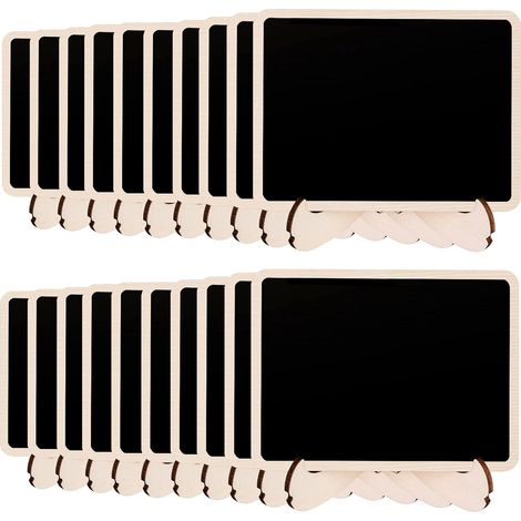 Mini Ardoise - Bois Naturel - 10 x 7,6 cm - Support Amovible - Pour Décoration Événementielle Mariage Anniversaire Bureau Cuisine - Lot de 20 (1/5)