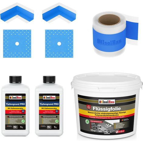 Dichtset Dusche Flüssigfolie 12 kg Abdichtset Dichtband Bad Duschelement Set (1/5)