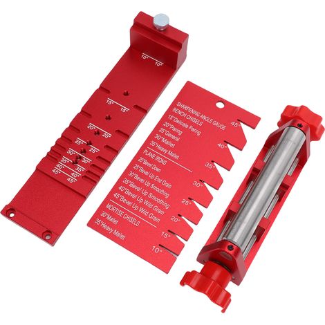 Gabarit d'affûtage de ciseaux à bois en alliage d'aluminium avec positionnement précis, guide d'affûtage avec dispositif de fixation d'angle et mètre. (1/5)