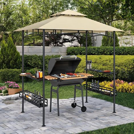 Tonnelle de jardin beige en stahl Polyester 240 x 150 x 257 cm (1/5)