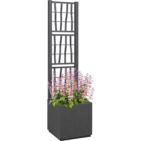 Cache-pot de jardin，Jardinière，Bac à fleurs Anthracite 36 x 36 x 140 cm Polypropylène CFW70038 (1/5)