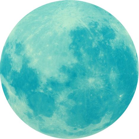 30 cm leuchtende Mondform, leuchtender Wandaufkleber, Heimdekoration für Kinderzimmer, Schlafzimmer (Cyan-grünes Licht) (1/5)