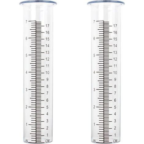 Tube de Remplacement de Pluviomètre en Plastique 2 Pièces avec Jauge D' de Pluie D'une Capacité de 7 Pouces pour Jardin Cour Extérieure