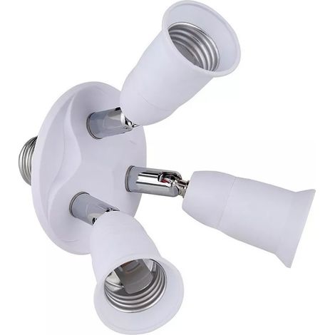Adaptateur de culot E27 avec distributeur pour 3 têtes de lampe, angles réglables pour une large couverture intérieure et extérieure (1/5)