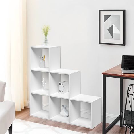 Weißes wandmontiertes Bücherregal mit modernen Design-Würfelregalen Ika 1