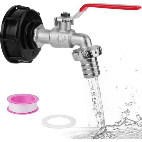 Robinet Cuve 1000L S60X6,3/4" IBC Raccord Cuve 1000 litres eau de Pluie avec Raccord de Tuyau et Adaptateur.Vanne Cuve 1000l de Jardin,Adaptateur Réservoir Vidange IBC pour Robinet Cuve 1000L (1/5)