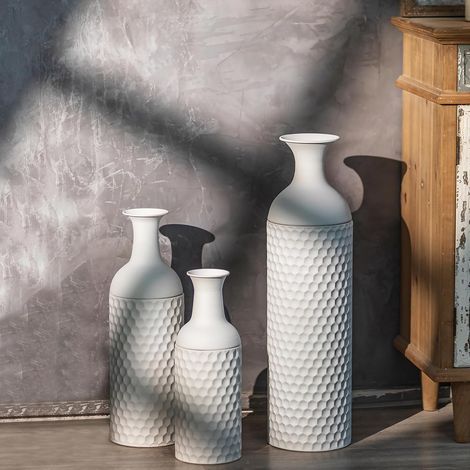 Métal Grand Vase a Poser au Sol: Blanc Vase de Sol Decoratif 3pcs (1/5)