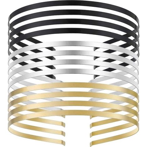 Lot de 12 bandeaux en métal lisse - Ton argenté, doré et noir - Pour bricolage - Base de diadème - 3 couleurs - 3 mm (1/4)