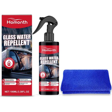 Waterproof glass spray for car windows, cleaning and stain removal, freshening vision, daily cleaning supplies -- 100ml1 + towel1