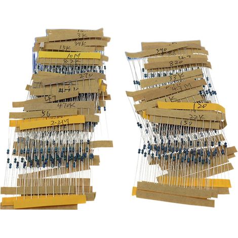 Assortiment de résistances à film métallique 1/6 W avec boîte de rangement en plastique (1/4)