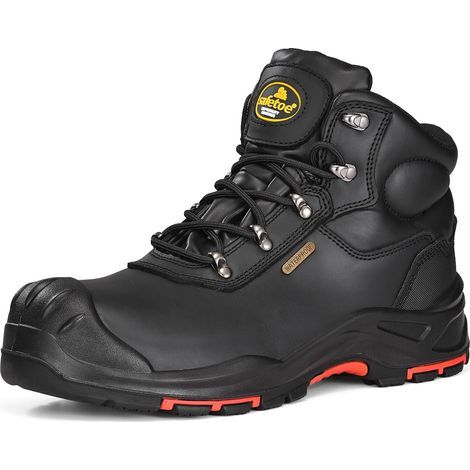 Bottes de sécurité M-8565 pour homme - Coupe large - Non acier composite - Bottes de travail ESD antistatiques et imperméables - En cuir de vache - Robuste - Anti-clous - Semelle en caoutchouc (1/2)