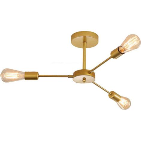 Lustre Sputnik, plafonnier E27, plafonnier moderne à 3 têtes, luminaire industriel en métal, lustre vintage (ampoule non incluse) (1/5)
