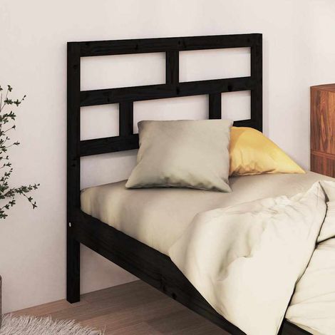 vidaXL Cabecero de cama madera maciza de pino negro 96x4x100 cm (1/5)