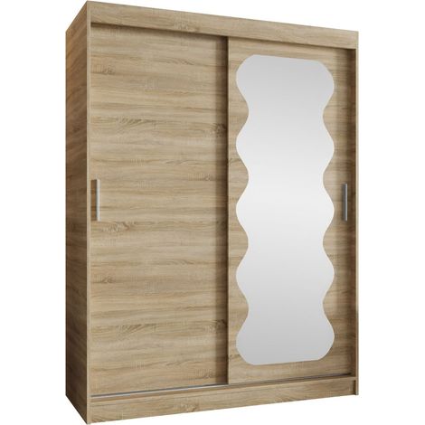 Armario Hartford 578, Roble Sonoma, 200x150x62cm, Puertas de armario: Correderas, Número de estantes: 3