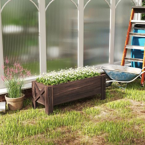 Lit surélevé rectangulaire 100x36,5x36 cm pour potager extérieur, bac à fleurs jardin (1/5)