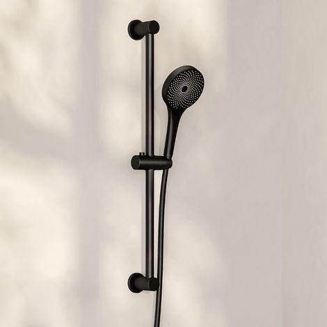 Barre de douche avec douchette LOMAZOO noir mat 3 jets flexible