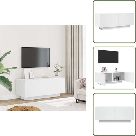 Meuble TV Blanc 100x35x40 cm Aggloméré - Meubles Tv - Meuble Tv - Armoire Stéréo - Télévision - Unité Tv (1/5)