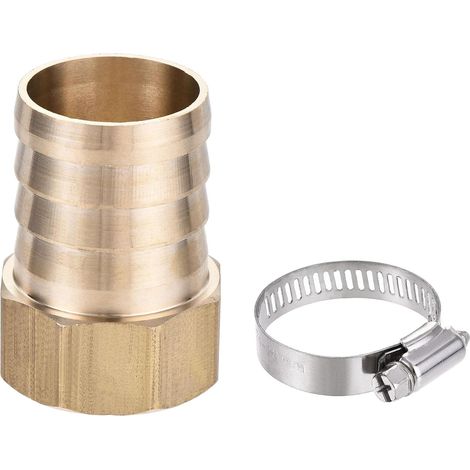 Raccord Cannelé Laiton Barbelé Tube Raccord Connecteur Adaptateur 32mm Barbelé x G1 Femelle Tuyau avec Inoxidable Acier Tube Pince (1/5)