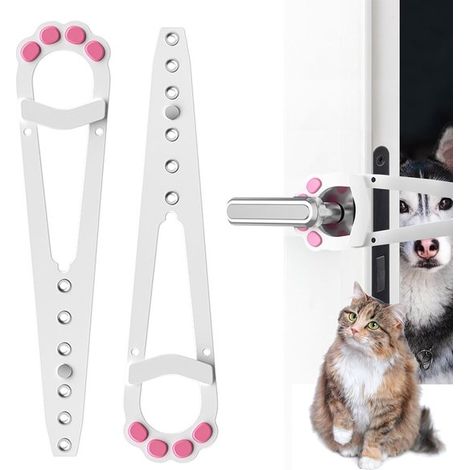2 verrous pour chatière - chatière - verrou pour porte pour animaux - loquet pour nourriture - support pour porte pour animaux - 7 tailles réglables - blanc et rose (1/5)