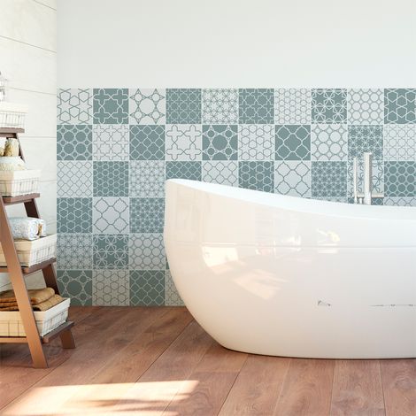 Sticker Mural Carrelage adhésif Cuisine Salle de Bain - 60 STICKERS CARRELAGES SCANDINAVE KVASIR - 60stickers10x10cm (1/5)