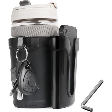 Porte-gobelet vélo pour guidon avec support téléphone et clés, cage à bouteille extérieure cyclisme, équipement VTT porte-boisson canette (1/5)