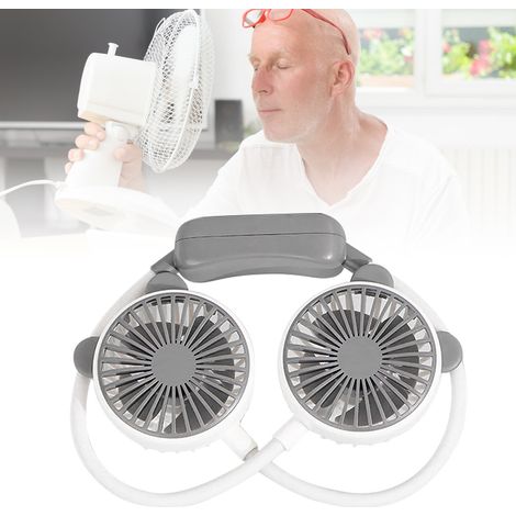 Ventilador de cuello portátil recargable por USB con manguera metálica y 2 velocidades – ABS, 190 g, blanco, 1 unidad (1/5)