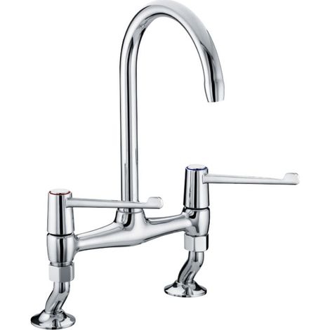 Bristan VAL2 BRDSM C 6 CD Long Lever Bridge Deck Sink Mixer Chrome Kitchen Tap (1/2)