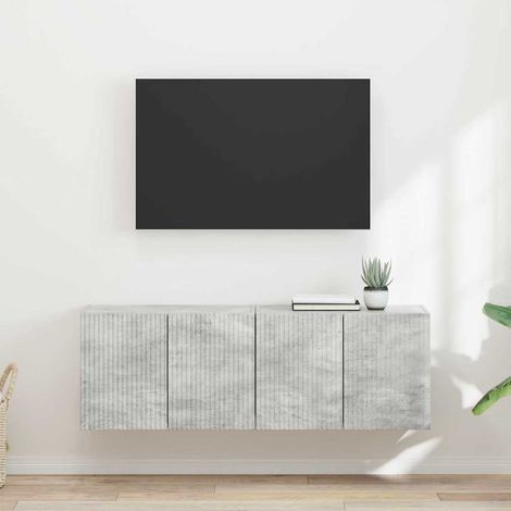 TV Wall Cabinet 2 pcs Concrete Grey Engineered Wood vidaXL (1/5)