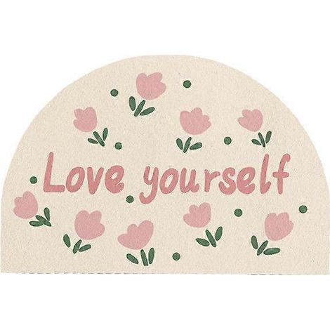 Cartoon slaapkamermat, halfronde deurmat, absorberend en antislip, bloemenmat (stijl 3) (1/2)