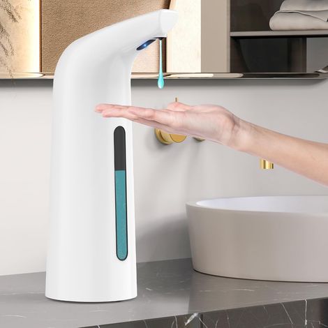 Automatischer Seifenspender mit Infrarotsensor, wasserdicht, 400 ml, weißes Gummi, für Küche und Bad (1/5)