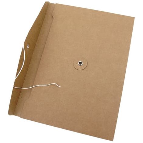 Enveloppes kraft de couleur avec cordon de serrage, porte-documents, plat - sans extension, format A4 (brun kraft, paquet de 5) (1/2)