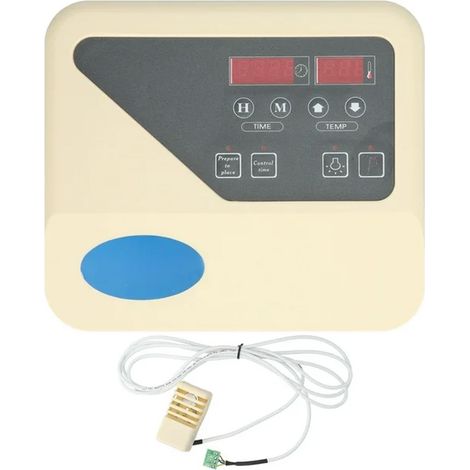 Contrôleur de température externe pour poêle de sauna avec affichage numérique LCD et sonde filaire, compatible avec les poêles de sauna sec 220 V, 3-9 kW. (1/5)