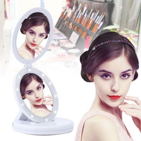 Doppio specchio pieghevole a LED Make up Specchio ingrandimento 5X makeup trucco