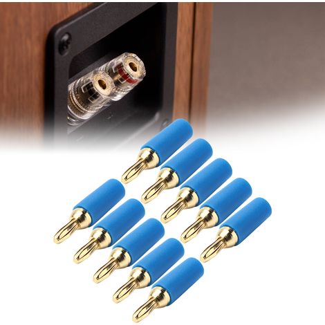 10 Pièces Connecteurs Banane 2.5mm Mâle Dorés Laiton à Souder Kit Accessoire Bleu (1/5)