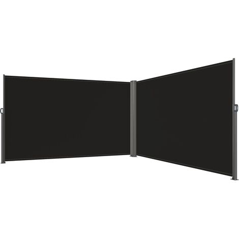Store occultant latéral rétractable 180x600 cm, brise-vue extérieur en aluminium, toile polyester 280 g imperméable, séparateur de pièce anti-UV 30+, coupe-vent pour terrasse, jardin, balcon, noir (1/5)