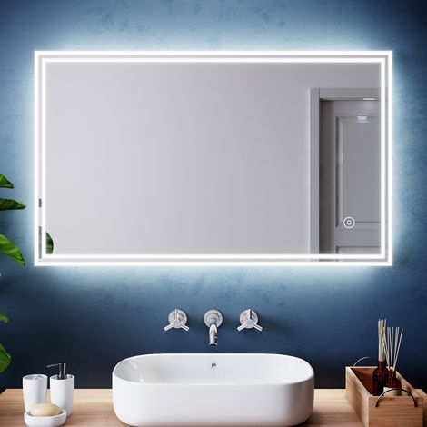 ELEGANT 1000x600mm Designer Illuminated LED Bathroom Mirror Light Sensor Touch Controlled + Demister Pad Horizontal Vertical