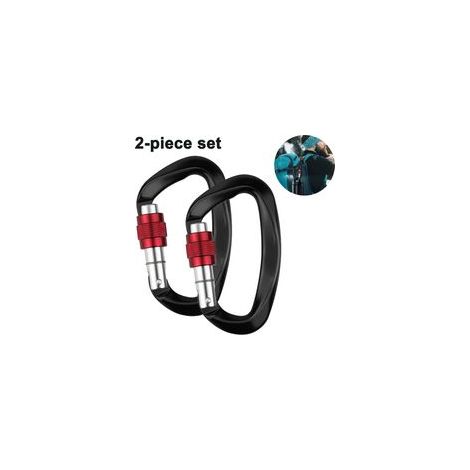 Mousqueton Welltop, mousqueton d'escalade, porte-clés mousqueton en aluminium, mousqueton robuste de 25 kN avec verrouillage à vis pour l'escalade, la descente en rappel et les hamacs (noir) (1/5)