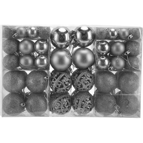 100 boules de Noël incassables en argent pour décoration de sapin et fête (1/5)
