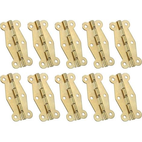 Petites Charnières Mini de Boîte Vintage 49mm, 10 Pcs 90 Degré Charnières de Papillon pour Boîte à Bijoux, Quincaillerie avec Vis pour Armoire, Boîte en Bois, Tiroir, Doré (1/4)