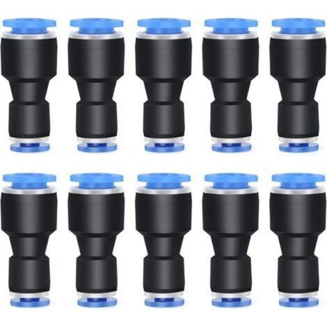 Pack of 10 straight tube reducers, 8 mm outer diameter x 6 mm outer diameter, for connection accessories, pneumatic fittings, hose reducer connector (1/5)