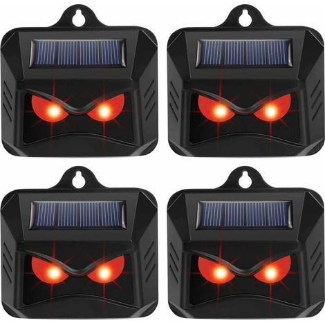 CHOYCLIT Luz solar de control de depredadores, paquete de 4 - Repelente de zorros para jardines - Repelente de animales - Dispositivos repelentes de ciervos - Repelente de gatos - Repelente de zorros  (1/4)