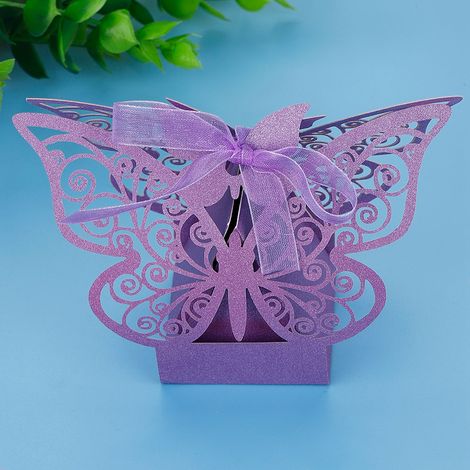 100 Boîtes à Chocolats Sucre Faveurs de Mariage Décorations Noces Anniversaire Violet Clair (1/5)