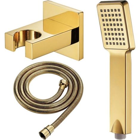 Goldene Handbrause, ABS-Handbrause, Massagedusche, quadratische Handbrause mit Brauseschlauch (1/4)