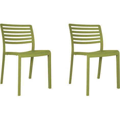 Set 2 chaises intérieur, extérieur vert olive LAMA Resol (1/5)
