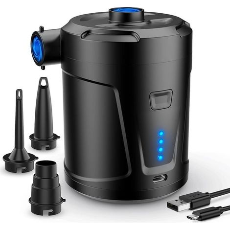 Cordless electric air pump – 5200 mAh, 4 nozzles included, fast inflator for boats and air mattresses (1/5)