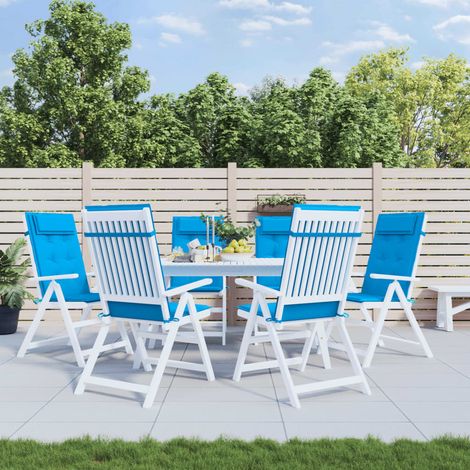 vidaXL Cuscini Sedia con Schienale Alto 6 pz Blu Chiaro Tessuto Oxford (1/7)