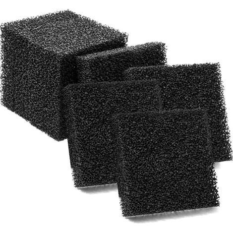 Lot de 8 éponges filtrantes au charbon actif pour aquarium, 95 x 95 x 25 mm, coton biochimique haute densité, filtration multiple, utilisation répétée, convient pour filtrer la saleté dans (1/5)