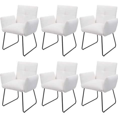 Lot de 6 chaises de salle à manger HWC-K34, chaise de cuisine rembourrée chaise avec accoudoirs, Oek (1/5)